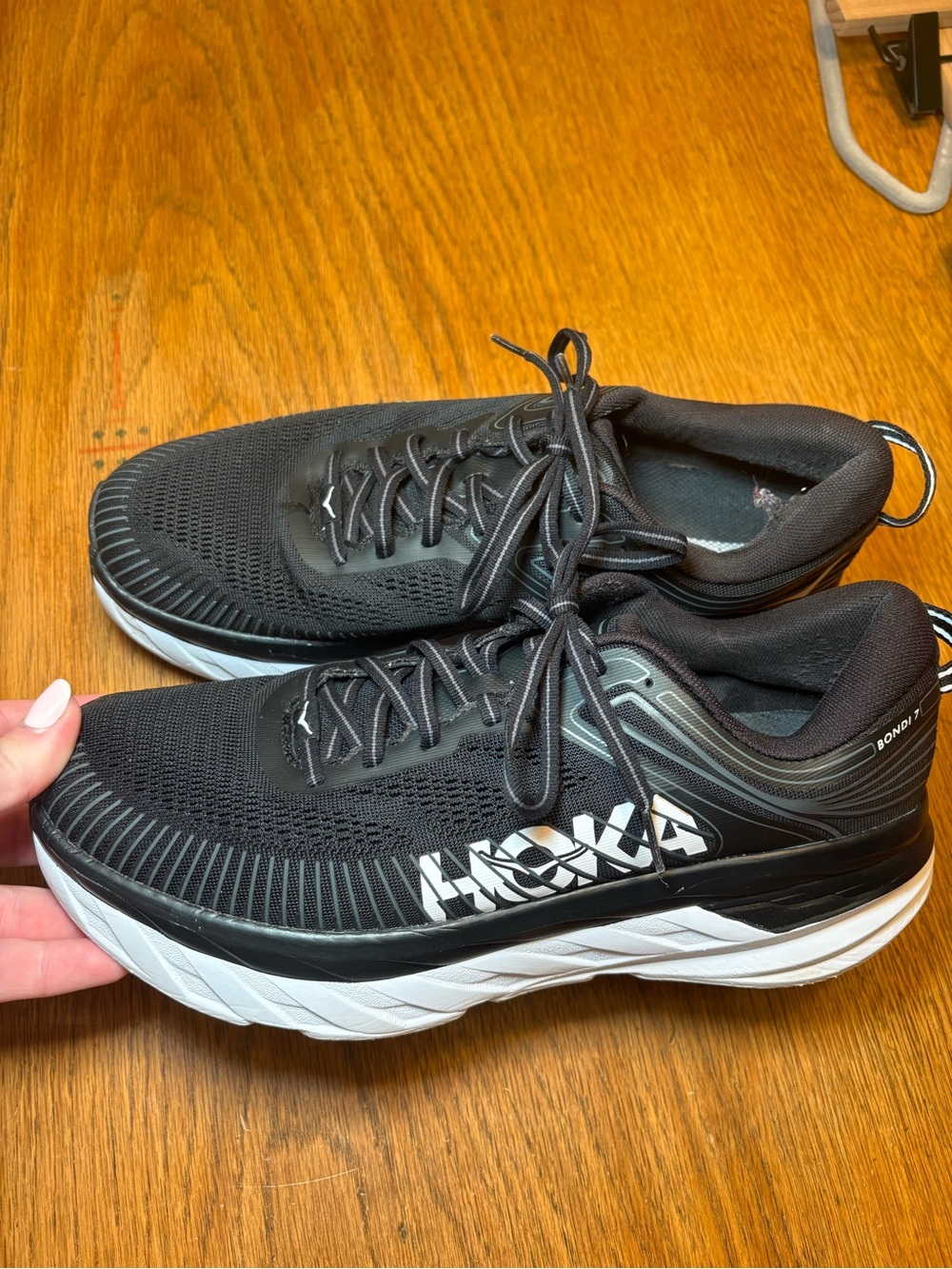 HOKA Bondi 7 Black White Running Shoes Women’s 11